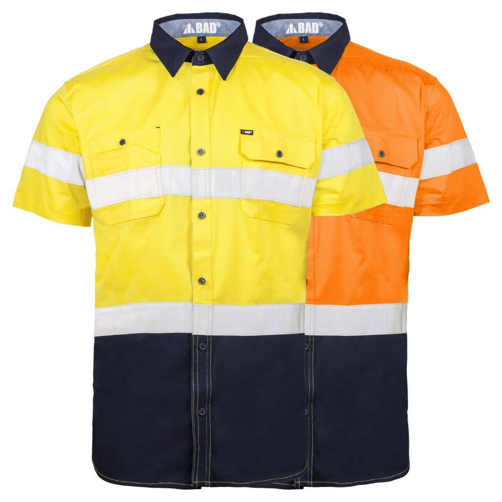 STRETCH S/S HI-VIS SHIRT WITH REFLECTIVE TAPE - BAD WORKWEAR