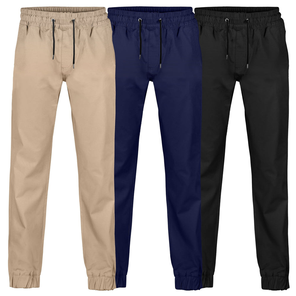 Men's Twill Slim Leg Drawstring Pocket Elastic Cuff Waist Casual  Jogger Pants | eBay