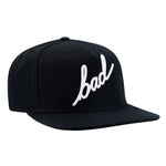 BAD SNAPBACK FLAT-BRIM HAT WITH SCRIPT 3D EMBROIDERY - BAD WORKWEAR