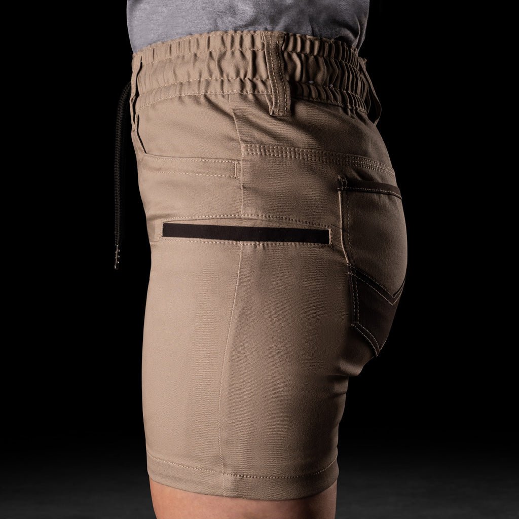 Women's elastic waist hot sale khaki shorts