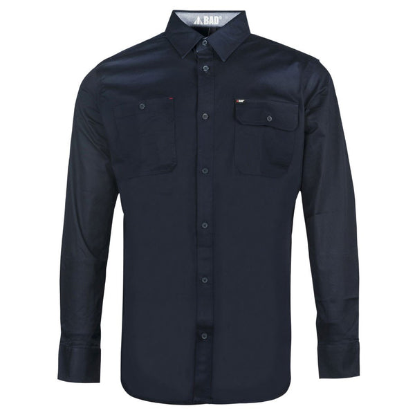 STRETCH L/S NAVY WORK SHIRT SLIM FIT DURABLE BUY NOW