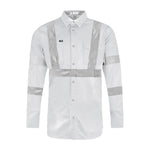 STRETCH L/S WHITE NIGHT WORK SHIRT WITH REFLECTIVE TAPE - BAD WORKWEAR